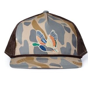 Cap - Burlebo Camo Trucker Hat with Embroidered Mallard Snap Back Mesh Back